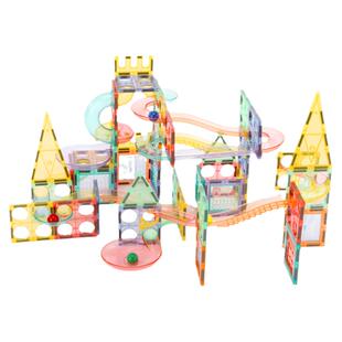 科博磁力片积木立体四孔管道滚球轨道玩具强磁彩窗补充装女孩礼物