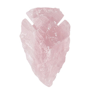 手工敲制原始粉晶石刀箭头匕首天然粉水晶矛器印第安箭簇把玩小号