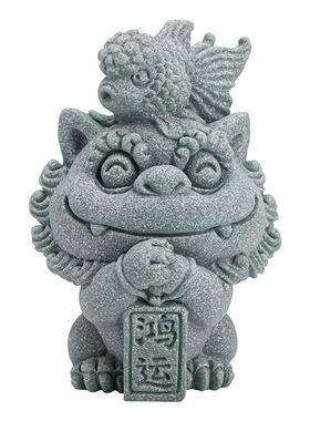 国潮青砂石狮爷茶宠线香插摆件