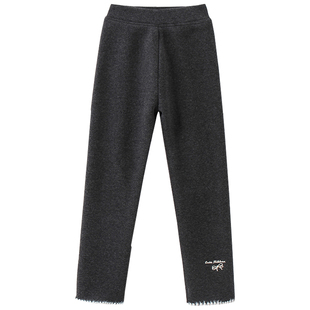 女童加绒打底裤冬季外穿保暖加厚女孩洋气弹力儿童黑色一体绒裤子