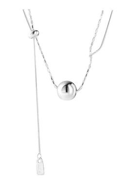 925纯银双层圆珠长款项链可抽拉