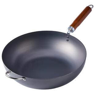 cocostyle定制日本原装进口纯铁无涂层渗氮炒菜锅中式加深铁锅