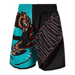 Mitchell&Ness短裤灰熊队BigFace美式撞色百搭轻便运动短裤男MN