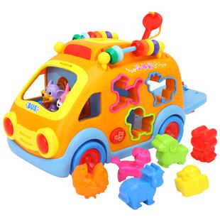 汇乐开心乐园巴士儿童早教汽车益智万向电动玩具车音乐1岁周岁礼