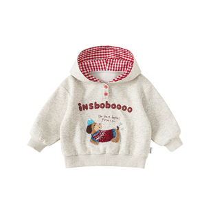 INSbobo女童卫衣2026春季新款儿童连帽上衣超洋气宝宝春秋装童装
