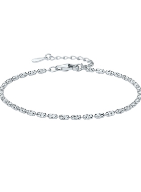 周六福几何手链女银光映月手串手饰S925银圣诞礼物送女友