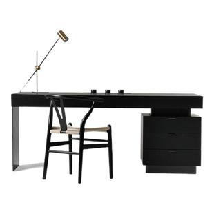 已夏/意式极简卡森书桌高级感去客厅化纯实木开放书房沙发后书桌