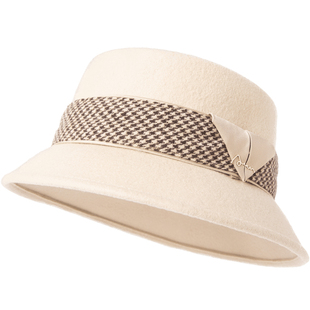 帽仕汇HATTERSHUB 100%羊毛千鸟格BOATER小檐礼帽