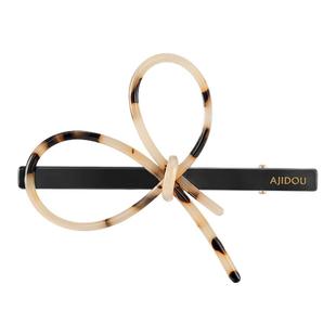 AJIDOU阿吉豆发夹女款醋酸刘海夹豹纹蝴蝶结边夹轻奢一字鸭嘴夹