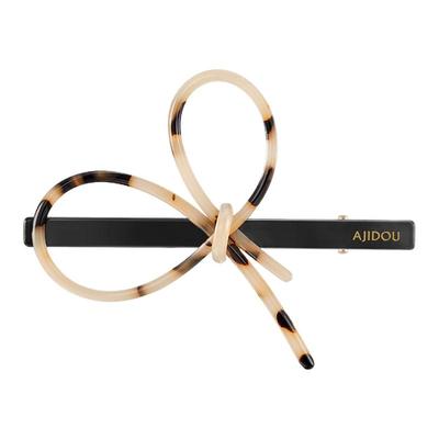 阿吉豆豹纹蝴蝶结发夹女款边夹