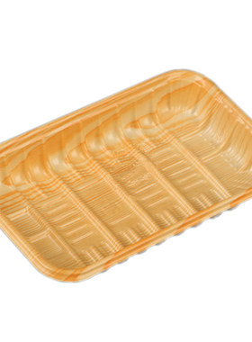 木纹色生鲜托盘长方形塑料包装盒