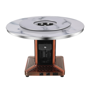 新款取暖桌圆餐桌一体燃气烤火桌家用天然气取暖器电暖桌电热炉子