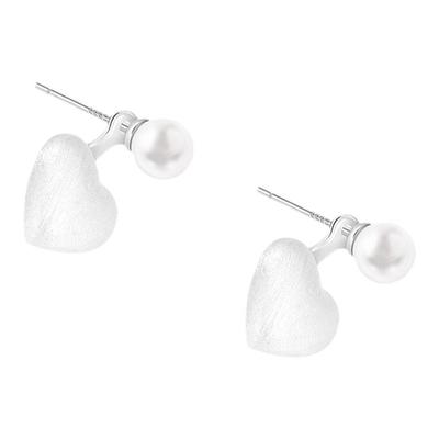 LNIEER999纯银女耳环拉丝爱心