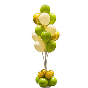 新年元旦儿童气球装饰场景布置绿色珠光地飘幼儿园生日立柱桌飘