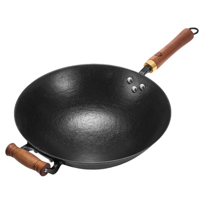 王源吉古法铁锅铸铁锅家用炒菜锅新一代古法老式生铁不粘炒锅