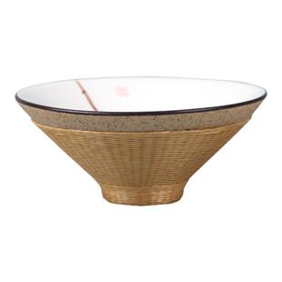 刘氏竹编竹丝扣瓷手工手绘粗陶斗笠杯主人杯品茗杯特色伴手礼品