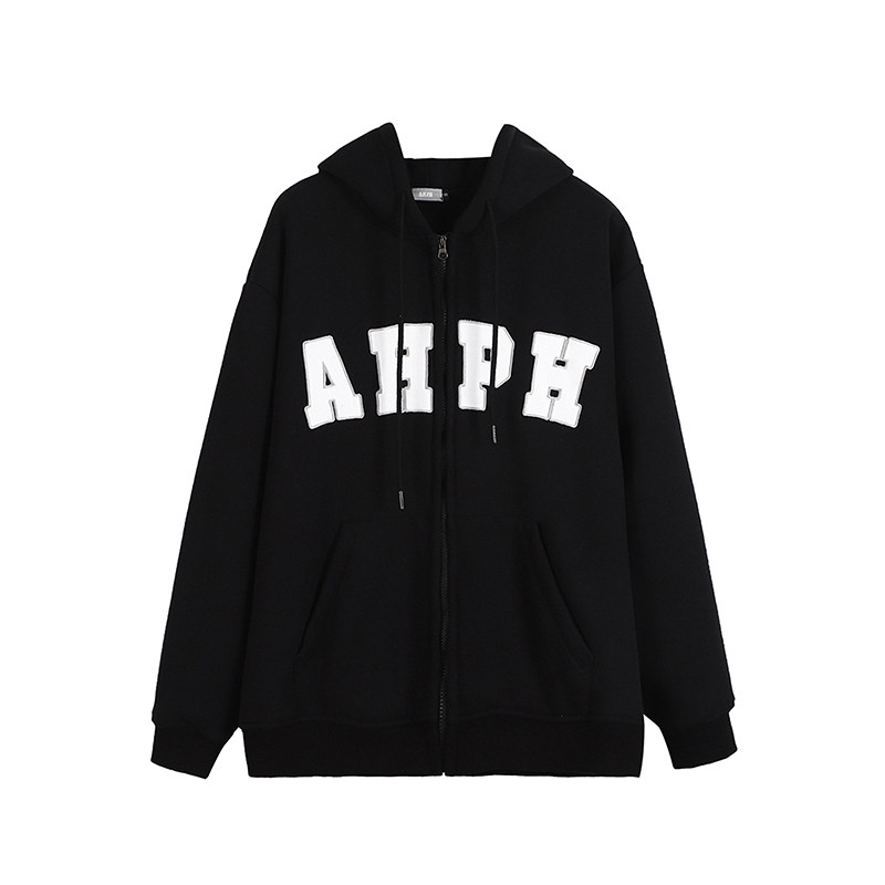 AHPH23SS潮牌情侣嘻哈拉链不加绒卫衣宽松休闲男女装连帽外套上衣