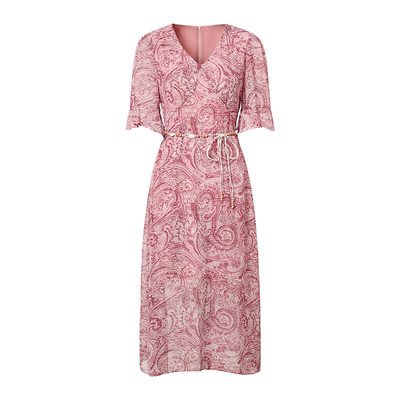 海青蓝高级印花连衣裙