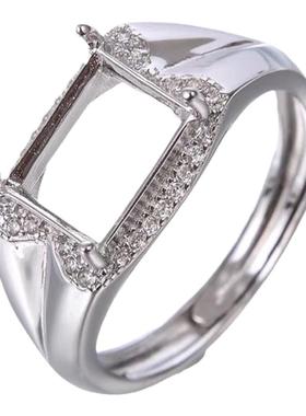 镶嵌银托配件925加工戒指空托