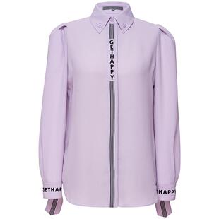 OBEG欧碧倩秋季字母印花时尚通勤修身长袖衬衫女10423057