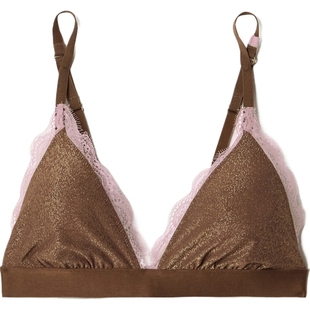 【折扣】LOVE STORIES女士蕾丝边饰金属感弹力平纹布三角文胸