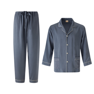 万事利真丝睡衣套装男女休闲长袖家居服两件套100%桑蚕丝情侣晨曦