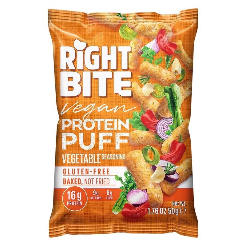 BITE MORE进口优质非油炸烤焗纯素无麸质蛋白泡芙蔬菜风味50g*2版