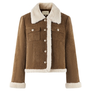 秋水伊人复古时髦短款外套2025年冬季新款女通勤巴恩风翻领羽绒服