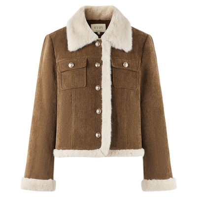 秋水伊人复古翻领羽绒服