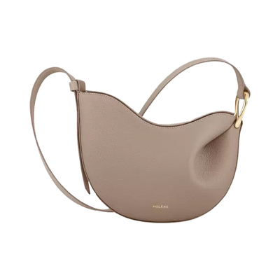 灰色荔枝牛皮斜挎包Polene