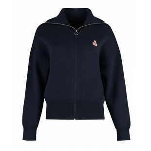 25秋冬新款IS藏蓝色开衫毛衣外套女羊毛混纺刺绣小蝙蝠袖宽松时尚