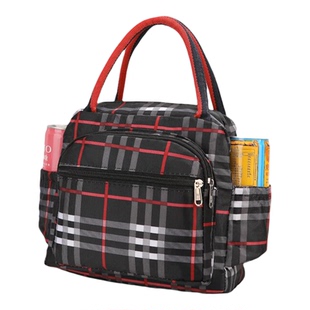 多层拉链网红防水布包高档五层拉链妈咪包手拎袋宝妈包午餐便当袋