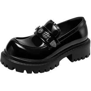 罗予彤/柏欣妤同款MIO米奥乐福鞋女2025新款英伦圆头厚底增高5cm