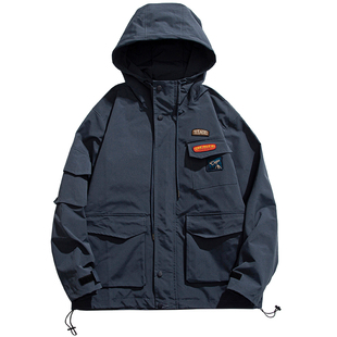 漫渡山系口袋连帽工装外套男女日系复古机能轻户外冲锋衣棉服夹克