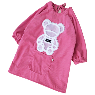 洋气秋冬季儿童罩衣外穿女童大童长款加厚灯芯绒反穿护衣吃饭围裙