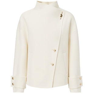 【山羊绒X绵羊毛】仿佛冬季新款毛呢大衣女短款大翻领设计感外套