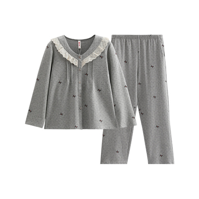 芬腾睡衣女春秋季纯棉抗菌长袖