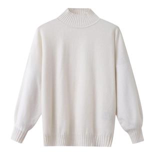 复述简约宽松全羊毛中领毛衣针织 秋冬新款保暖上衣打底衫