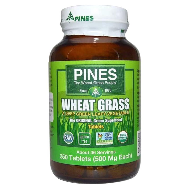 现货美国Pines有机小麦草500mg250粒降FSH调碱性提高卵子质量
