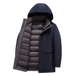 恒源祥彩羊鹅绒羽绒服男款爸爸装中老年加厚活里活面男士冬季外套