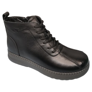 红蜻蜓短筒靴女秋冬款CD68976021C时尚休闲真皮妈妈鞋CD68976022C