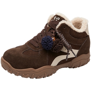 百田森德训鞋子女2025新款爆款冬加绒运动鞋厚底鞋女增高鞋女显高