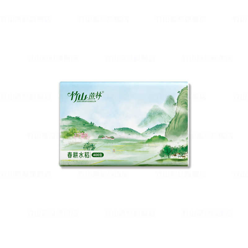 竹山蔗林5层印花无香可湿水抽纸