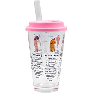 JUMPINJOK 自制奶茶玻璃杯带盖加粗大吸管杯子可吸珍珠水杯男女生