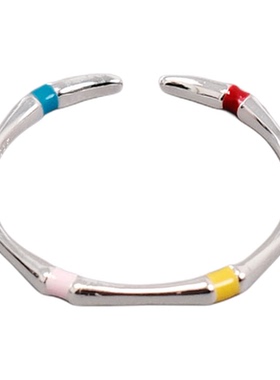 SIRVE彩色条纹开口S925戒指