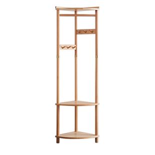 拐角衣帽架实木落地挂衣架榉木简约卧室门口立式转角小户型置物架