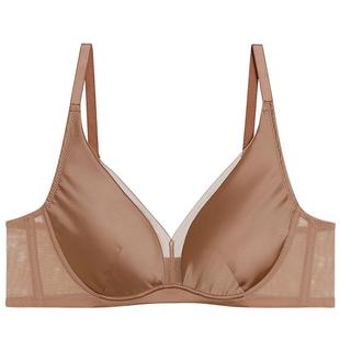 爱慕秋冬本命年红色内衣女真丝文胸软钢圈薄杯大胸显小性感文胸罩