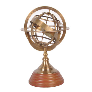 印度进口黄铜纯铜浑天仪地球仪办公桌摆件模型拍摄道具摆件复古