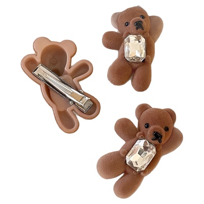 刘海植绒甜美迷你发夹可爱招手熊