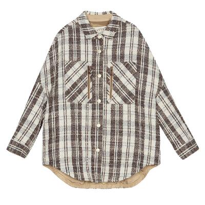 谜底格纹衬衫式大衣女25春回归乡野复古粗花呢格子外套251MD0010